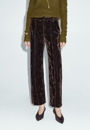 MID-RISE WITH DARTS - Wide Leg - mottled dark brown