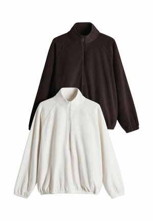 THE SET, 2 PACK FUNNEL NECK MICRO FLEECE ZIP JUMPERS - Fleece jumper - brown cream
