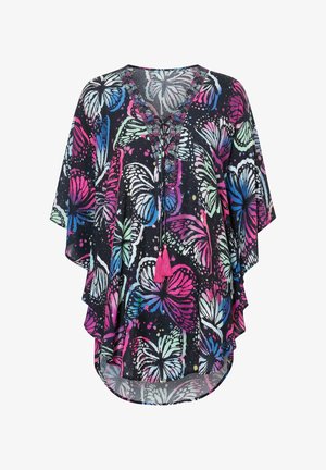 Angel of Style, BLOUSE KAFTAN, LOOSE FIT, ALL-OVER PRINT, SHORT SLEEVE - Camicetta - black
