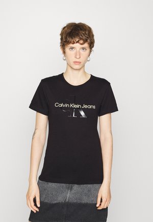 GLOSSY MONOGRAM SLIM TEE - Print T-shirt - black