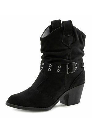 Cowboy/biker ankle boot - schwarz