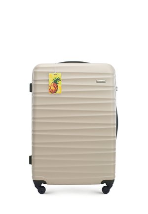 LARGE SUITCASE WITH LUGGAGE TAG FROM ABS - Valise à roulettes - beige