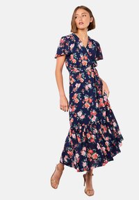 Apricot FLORAL WRAP - Vestido largo - navy