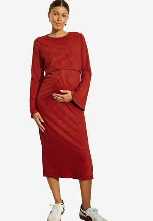 REGULAR FIT - MATERNITY LONG SLEEVE NURSING SHELF - Stickad klänning - black