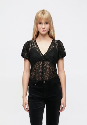 V NECK FRONT - Bluza - true black
