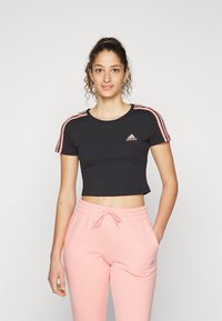 adidas Sportswear ESSENTIALS 3 STRIPES BABY - Potiskana majica - black/semi pink spark