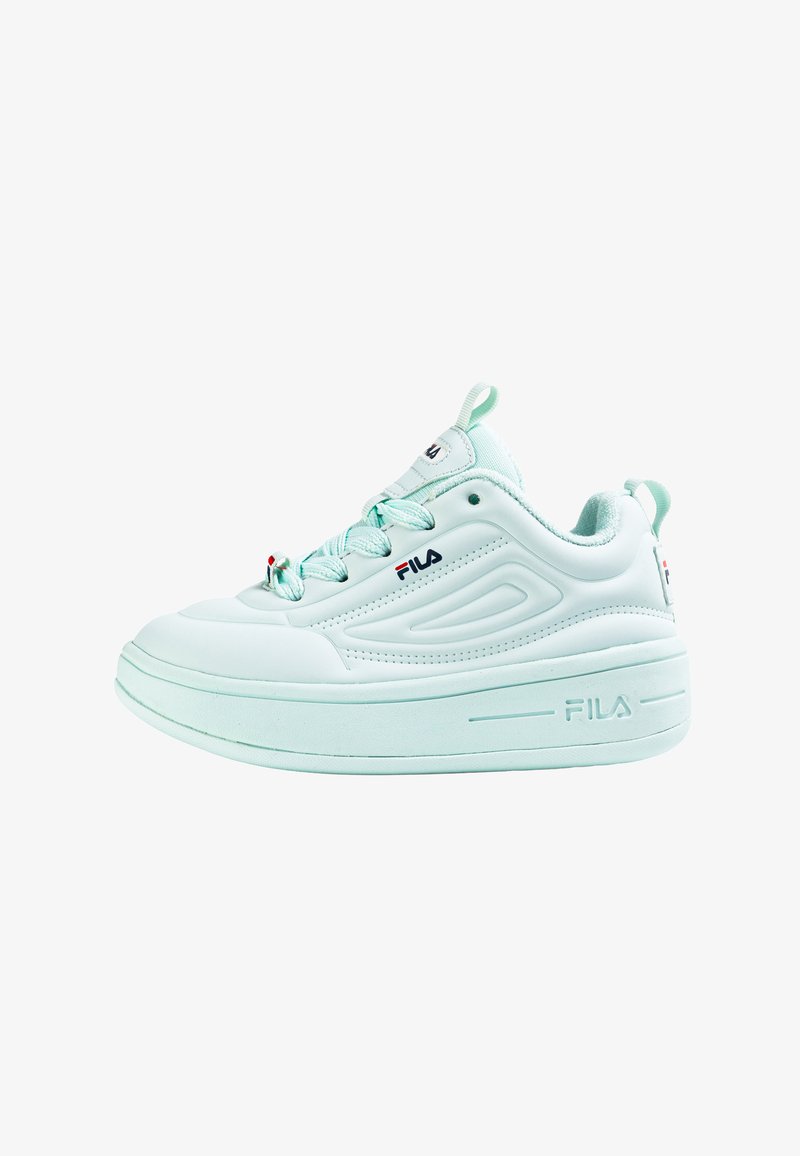 Baskets Fila en vert menthe, avec une tige synthétique lisse, un bout arrondi, des accents texturés et une semelle plateforme épaisse.