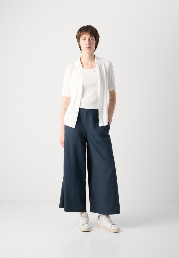 PANTS CULOTTE STYLE ELASTIC WAISTBAND SEAM POCKETS - Trousers3