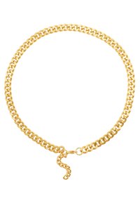 Collier en chaîne dorée avec maillons entrelacés, doté d'un fermoir simple et d'une chaîne ajustable pour personnaliser la longueur.