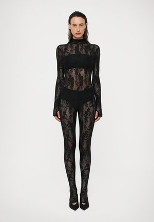 LONG SLEEVE SLIM FIT TURTLE CATSUIT FOOTIE - Buksedragter - black