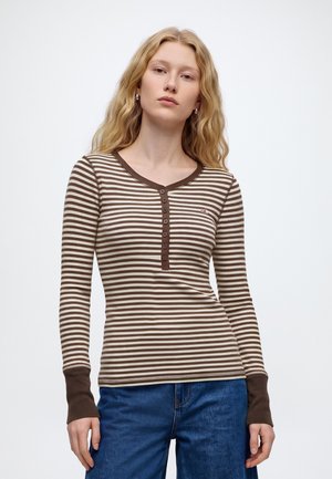 Hollister Co., HENLEY - Блуза с дълги ръкави - light brown