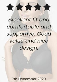 Soutien-gorge noir avec bordures en dentelle, finition lisse et accent perlé central. Lanières ajustables et bonnets sans coutures.
