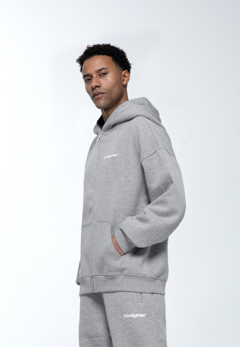 LOW LIGHTS STUDIOS® ZIPPER EMBROIDERY UNISEX Zipup sweatshirt grey