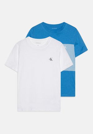 Calvin Klein Jeans COLOR BLOCK UNISEX 2 PACK - Print T-shirt - bright white/blue