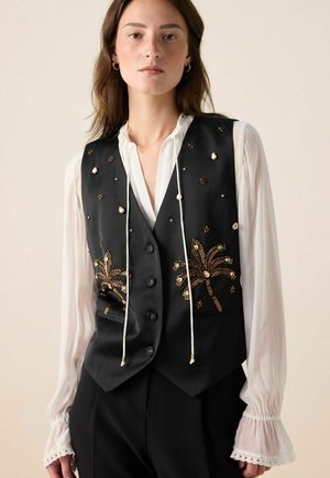 Sissy-Boy, SISSY-BOY WESTE MIT PALMENSTICKEREI - SCHWARZ - Veste sans manches - schwarz
