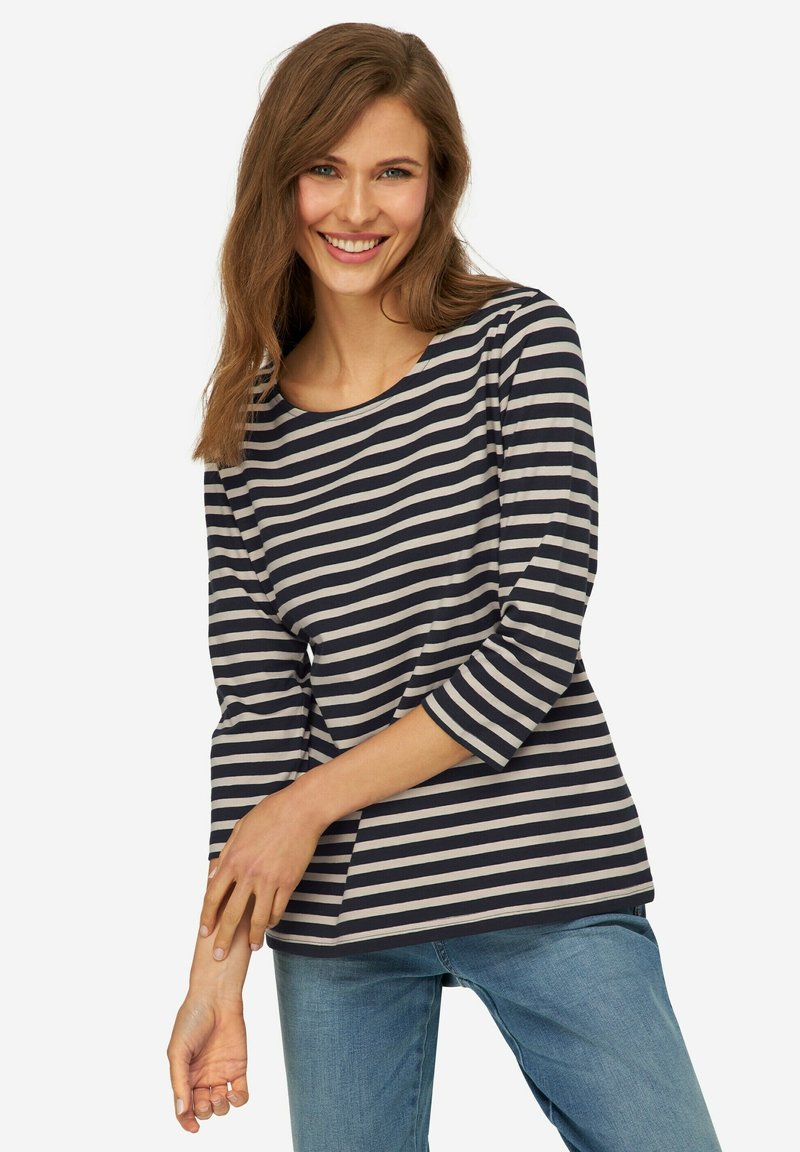LAURASØN REGULAR FIT RINGEL RUNDHALS 3/4-ÄRMEL - Langarmshirt - black