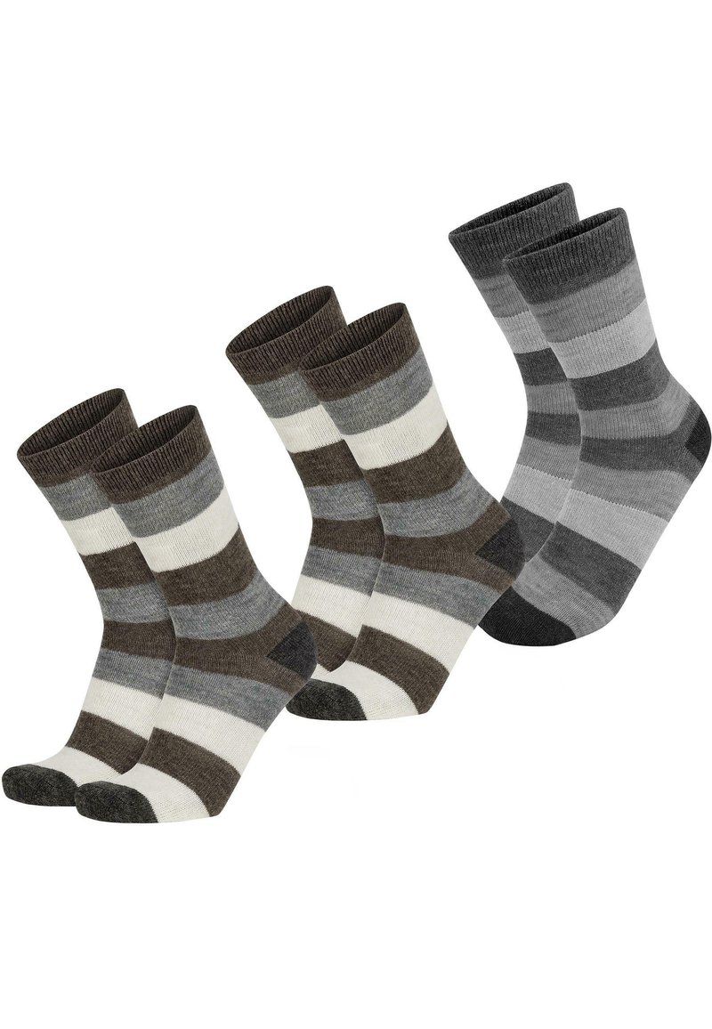 Normani 6 PAAR ALPAKA BREITGESTREIFT - Socken - braun braun anthrazit