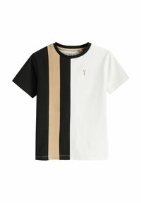 Next - COLOURBLOCK SHORT SLEEVE  - T-shirt con stampa - black white textured Immagine in miniatura 1