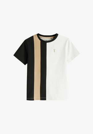 COLOURBLOCK SHORT SLEEVE  - T-shirt imprimé - black white textured