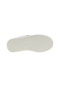 Schoenzool van gestructureerd wit rubber, met ribbels voor grip en blindgepresteerde logo's. Schone, minimalistische vormgeving zonder zichtbare merken.