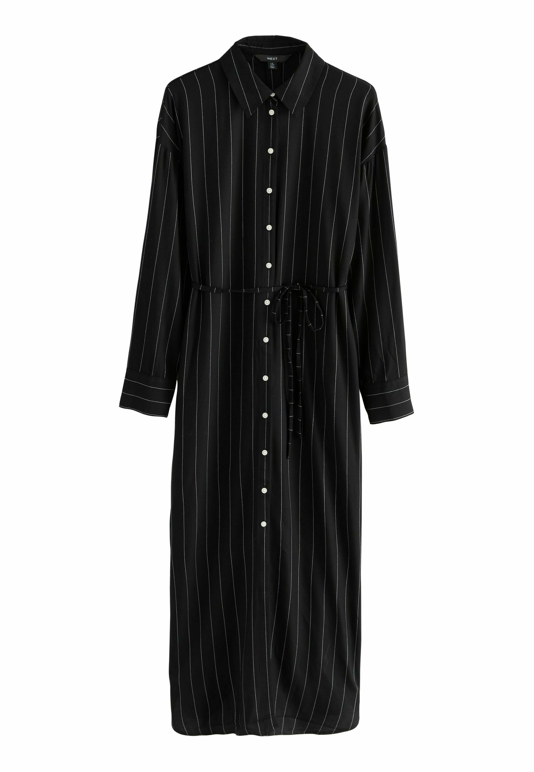 Next LONG SLEEVE TIE WAIST Vestido camisero black white