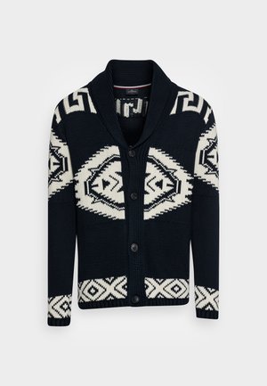 SHAWL COLLAR INTARSIA - Strickjacke - navy