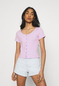 Monki QUINNY TOP 2 PACK - T-shirt estampada - yellow medium dusty/white