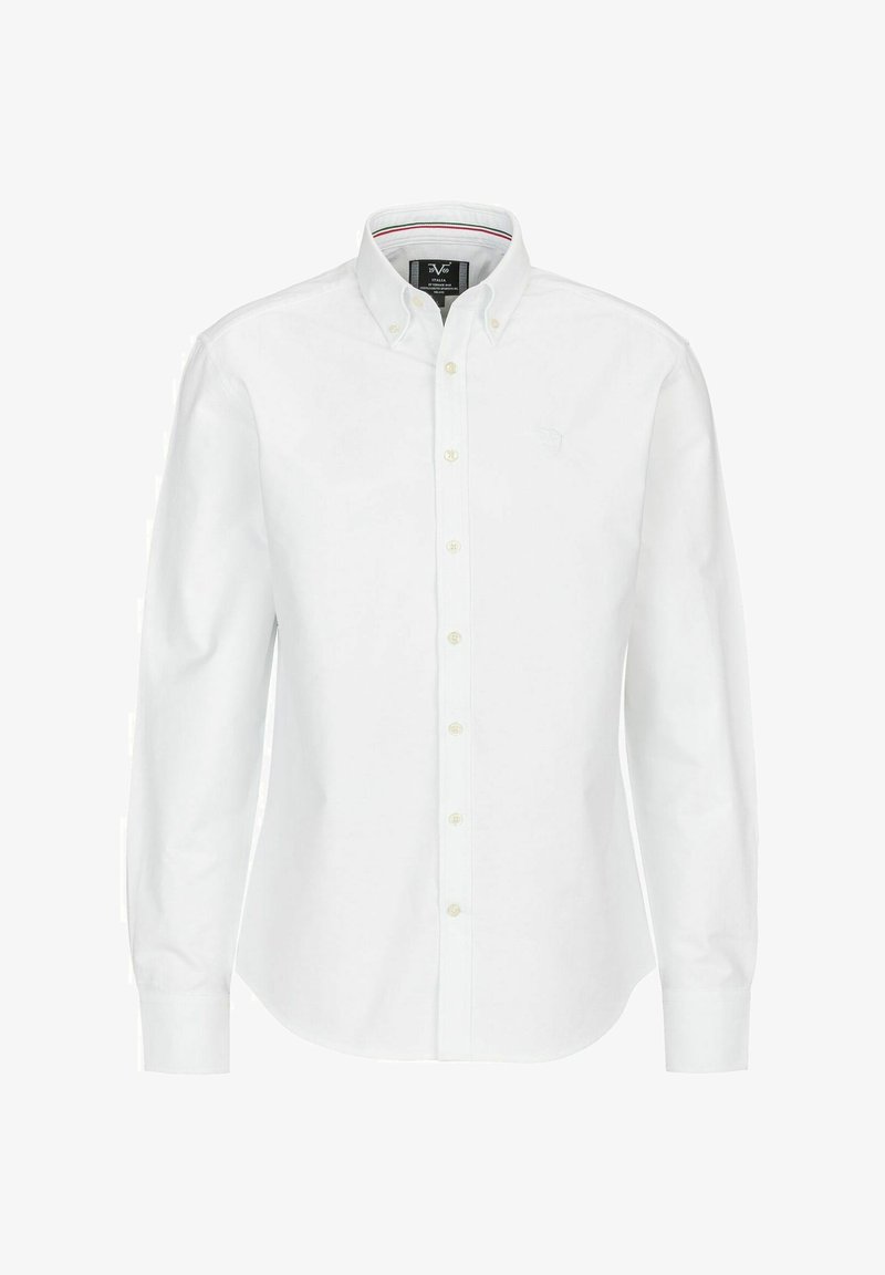 Witte langemouwen overhemd van katoen, met een klassieke kraag, knoopsluiting aan de voorkant en een subtiel logo op de borst.