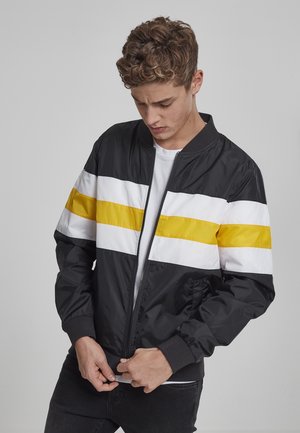 STRIPED NYLON JACKET - Bomberjacke - black/white/chromeyellow
