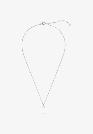 Ør halskæde i sølv med en lille rund, klar ædelstensvedhæng og justerbar lås.