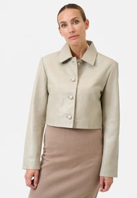 YOLANDA - Leather jacket - alabasterweiß