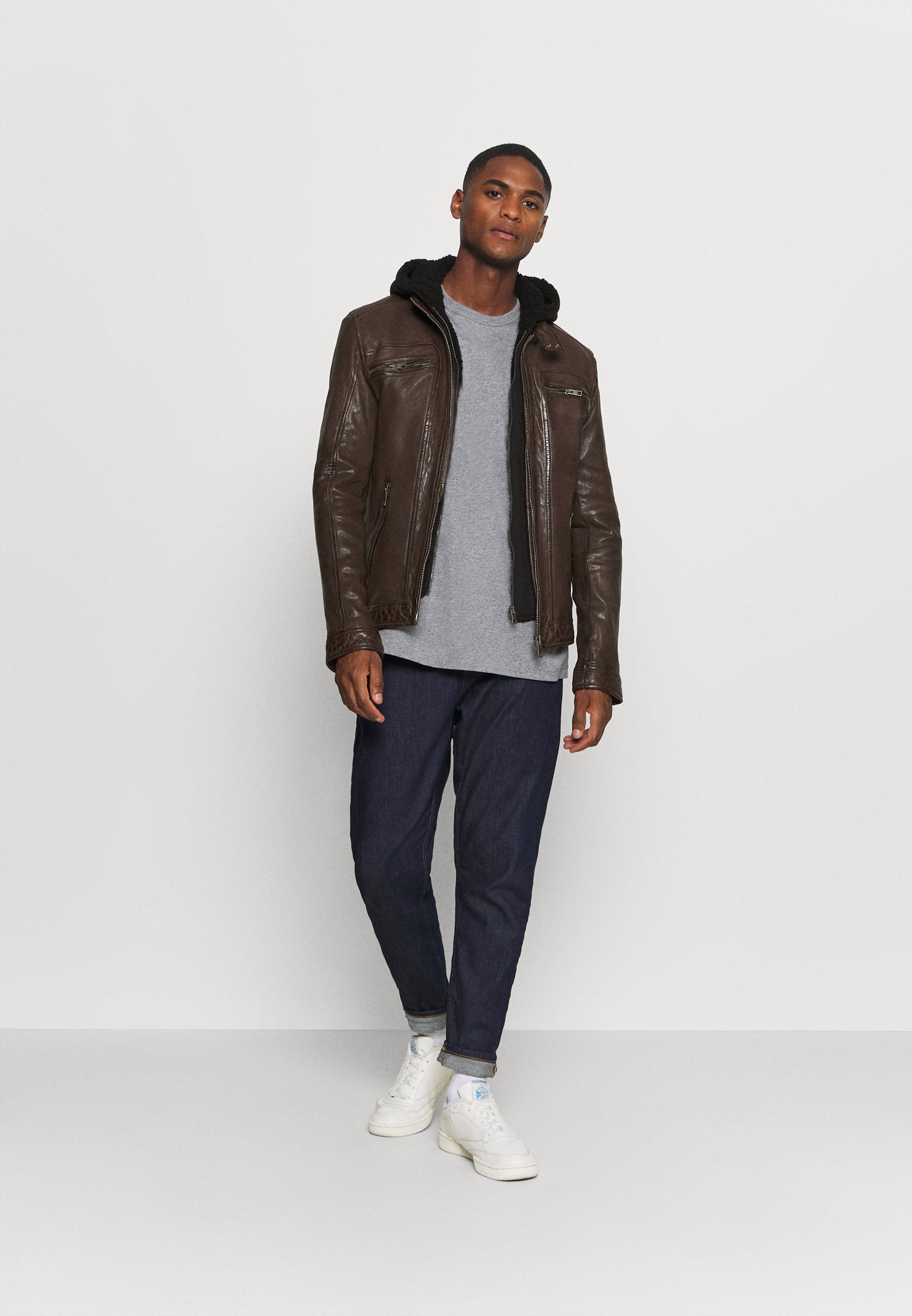 Oakwood DRINK - Leather jacket - chocolate/dark brown - Zalando