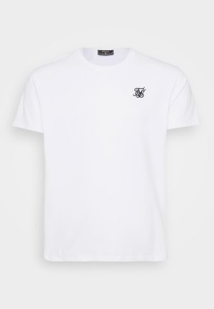 T-shirt branca de algodão com decote redondo. Apresenta um pequeno logótipo preto bordado no peito. Mangas curtas e corte reto.