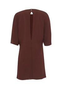 Tunica marrone a maniche corte con apertura a chiave sulla schiena. Realizzata in tessuto morbido, presenta una vestibilità rilassata e dettagli delle cuciture minimi.