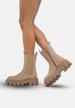 Platform ankle boots - natur