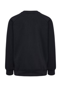 Zwart sweatshirt met een ronde hals, ribgebreide mouwen en onderkant, en een zachte, textuurstof. Voorzien van raglan mouwen voor extra comfort.