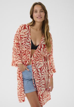 SEA KIMONO - Strand accessories - red chalk leaf print