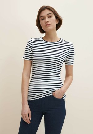 MIT STREIFEN - T-shirt con stampa - navy white stripe