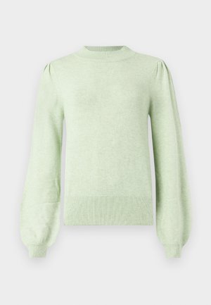 VILA, VIRIL TURTLE-NK BALLOON L/S TOP - NOOS - Πουλόβερ - smoke green light melange