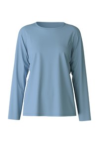 Lange mouwen, lichtblauw shirt gemaakt van zachte stof, met een ronde hals en een relaxed fit voor comfort. Geen zichtbare patronen of accenten.