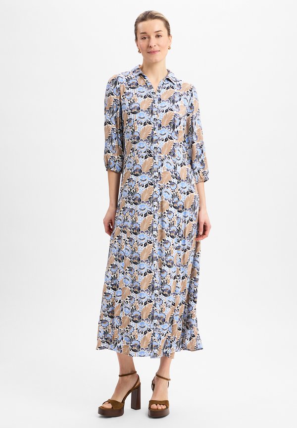 Blusenkleid - blau beige