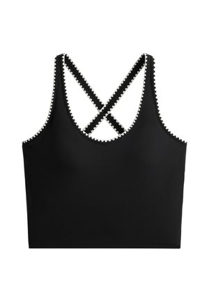 OYSHO, COMFORTLUX CONTRAST STITCH TANK TOP - Top - black