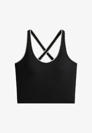OYSHO, COMFORTLUX CONTRAST STITCH TANK TOP - Top - black