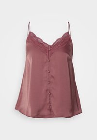 CAMI TOP WITH LACE AND BUTTONS / 702 - BROWN - Top