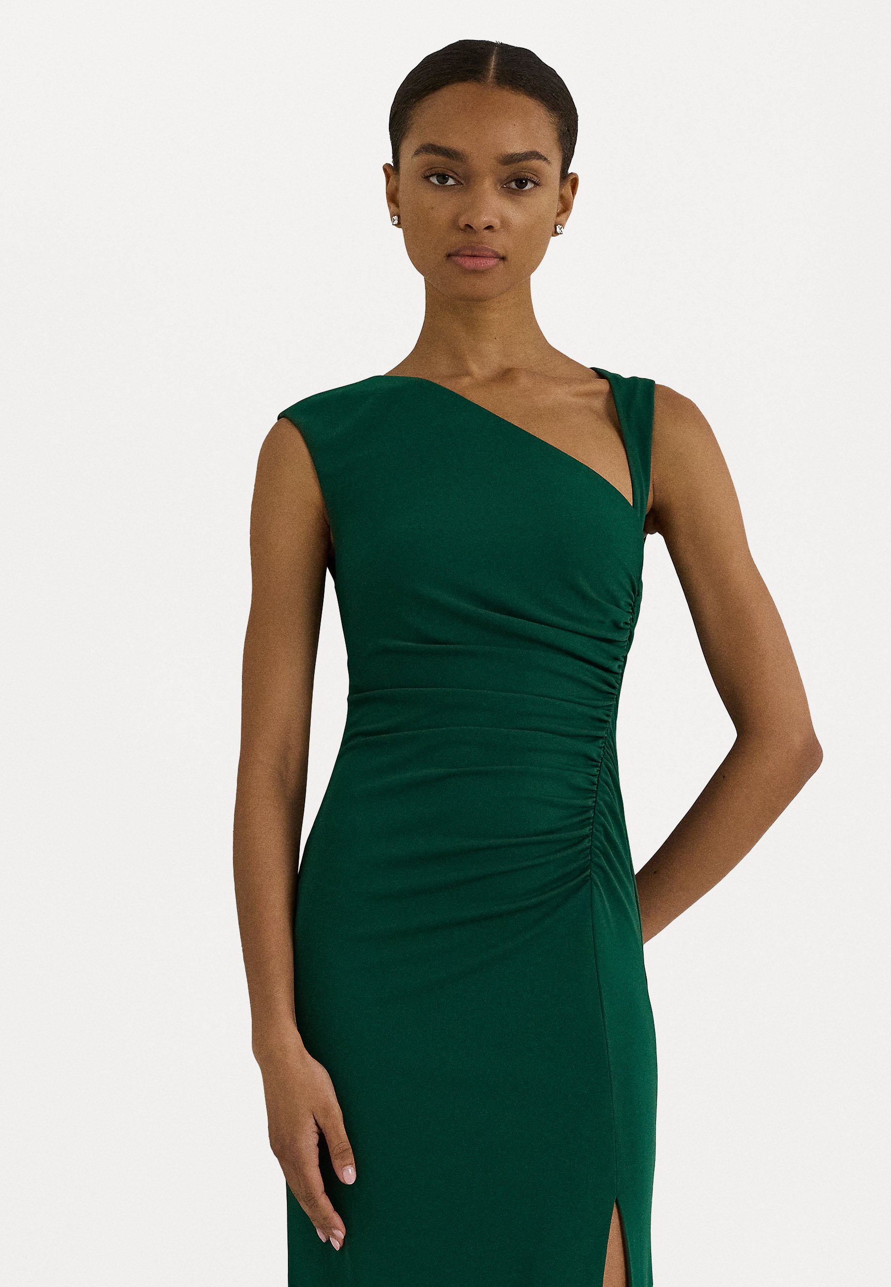 Lauren Ralph Lauren RUCHED STRETCH JERSEY SLEEVELESS GOWN - Jersey dress -  deep emerald/dark green - Zalando