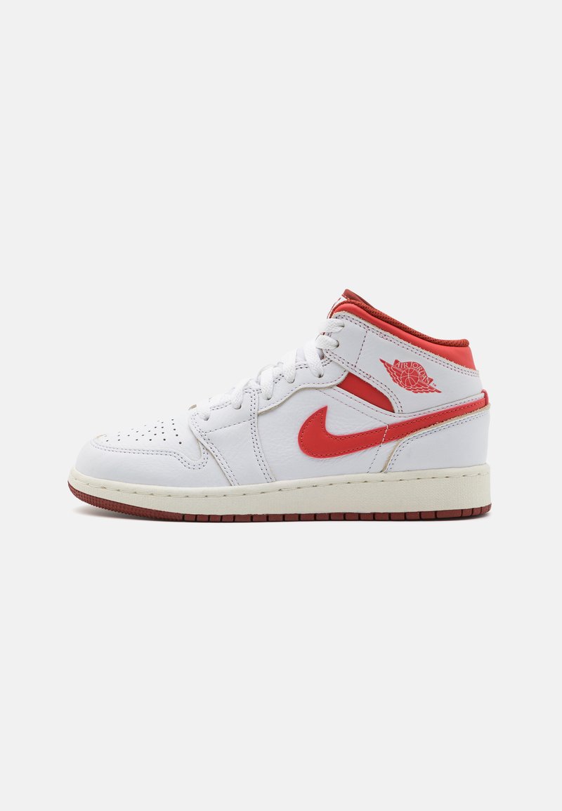 Jordan - AIR JORDAN 1 MID SE UNISEX - Basketball shoes - white/lobster/dune red/sail, Enlarge