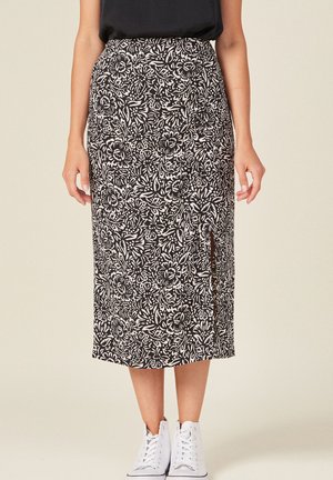 BONOBO Jeans GERADER GESCHLITZTER MIDI - Falda acampanada - noir