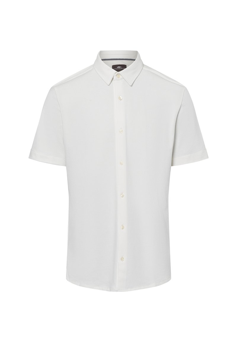 Korte mouwen witte button-up shirt gemaakt van lichtgewicht stof, met een kraag, reguliere pasvorm en subtiele textuur.