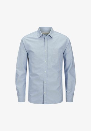 Gaiši zils, garām piedurknēm pogājams krekls ar kabatu kreisajā krūtī. Izgatavots no mīkstas auduma ar gludu tekstūru un smalku logotipa detaļu.