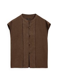 WAISTCOAT WITH BUTTONED CHEST DETAIL - Waistcoat - dark brown